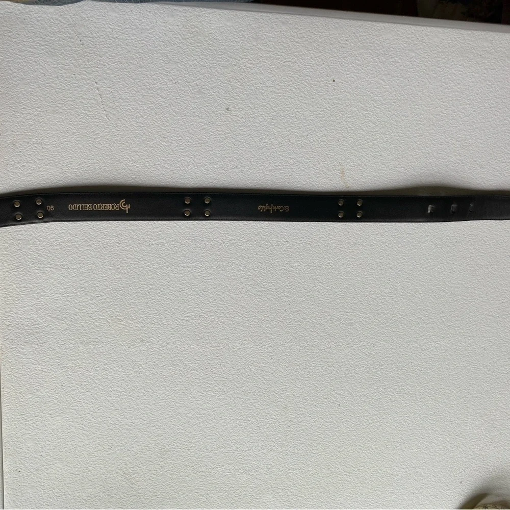 Roberto Bellido Black and Gold Leather Belt Size 36